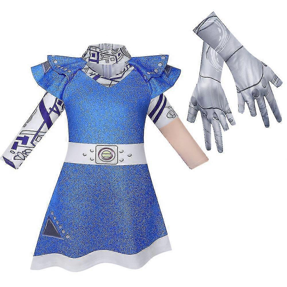 Bambini Ragazze Zombie 3 Alien Halloween Cosplay Costume Party Outfit Set Vestito + Guanti
