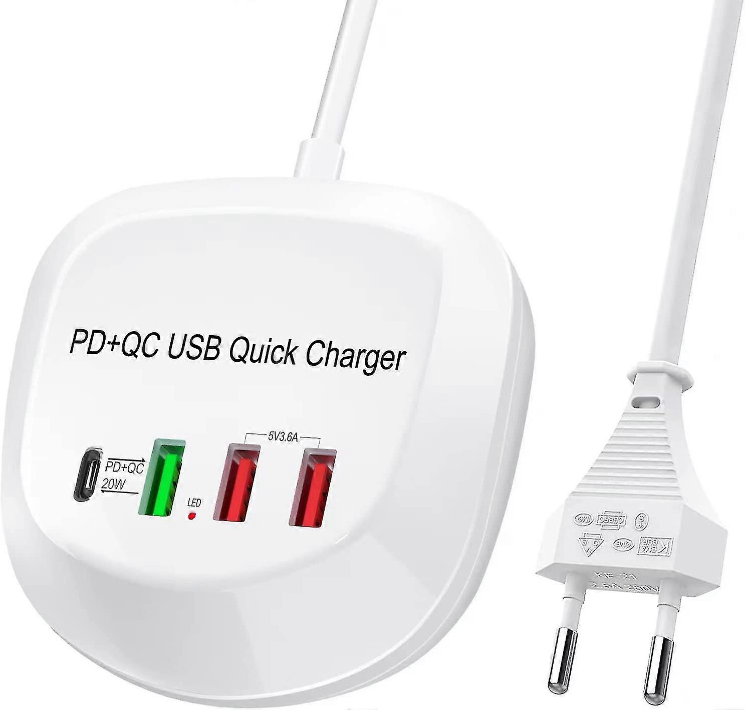 usb c fast charger, usb pd qc 3.0 power charger to quick charger 4 port multiple usb power adapter