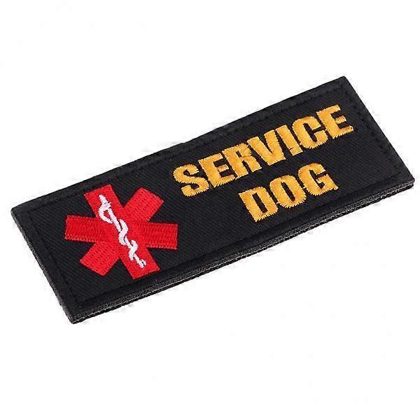 5xService Dog  Embroidered Hook Loop Patch Fastener Sew on Patch Black