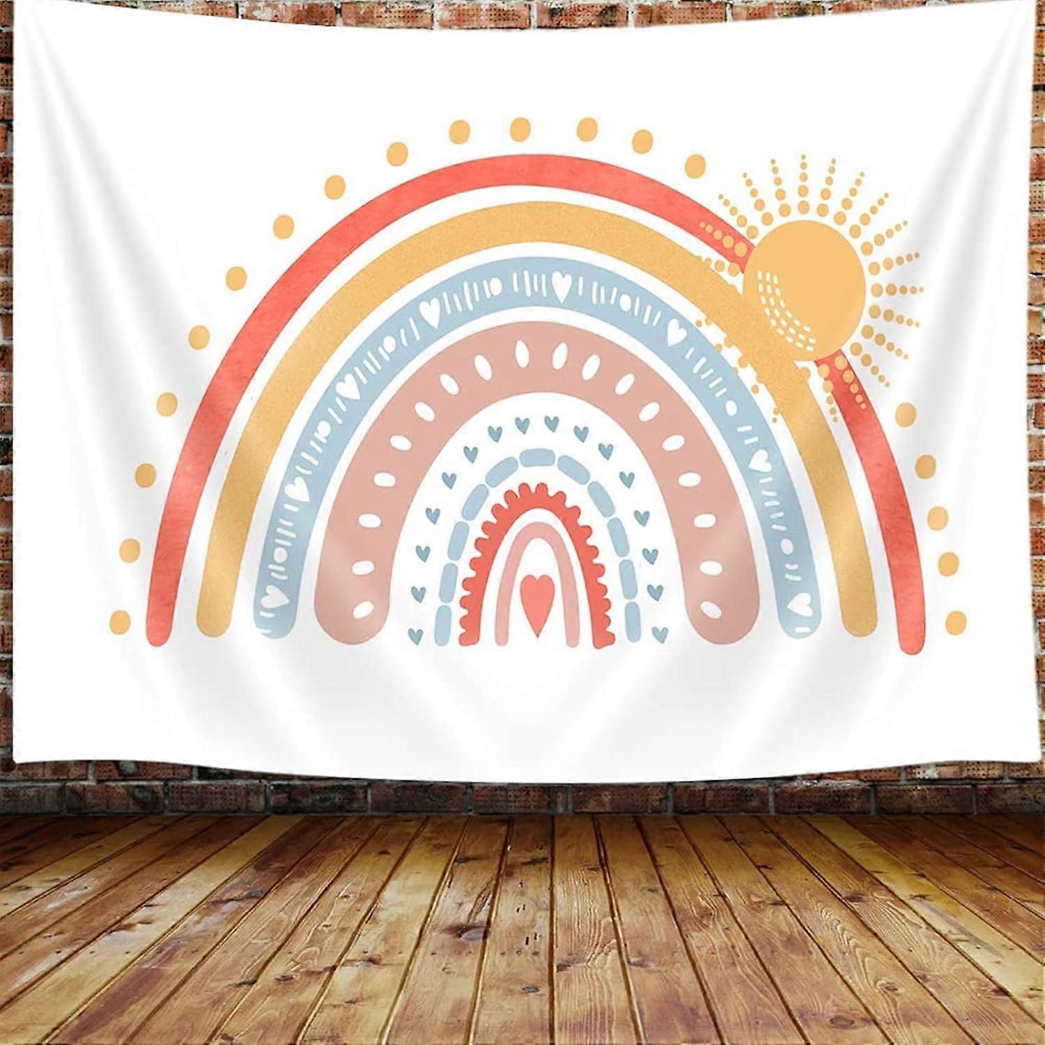 Rainbow Decor Tapestry, Bohemian Colorful Rainbow Tapestry Wall Hanging for Classroom Kids Girls Bedroom Aesthetic, Retro Bohemian Pastel Tapestries P