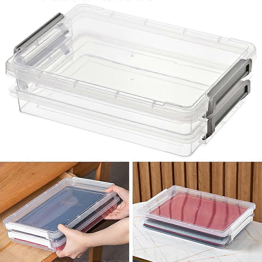 A4 Clear Plastic Stackable Storage Box, Office Supplies Accessories File Protector Case Organizer