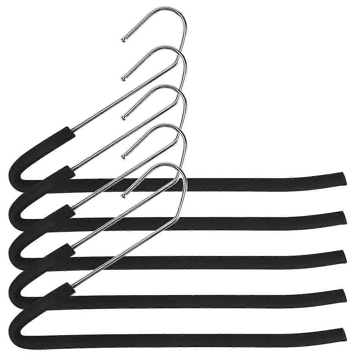Open End Trouser Hangers Slack Hanger with Non-Slip Foam Coated Black 5-Pack