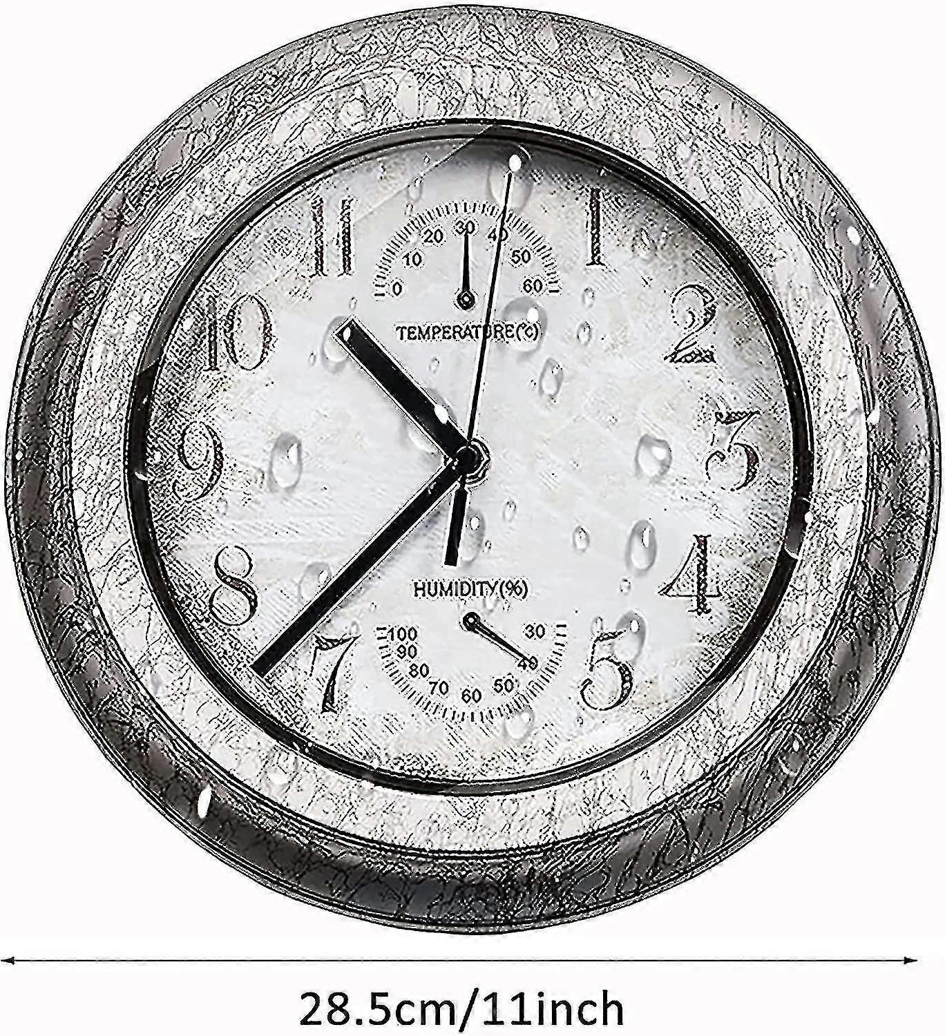 温度計、金属壁掛け時計サイレント非時限電池作動時計付き屋外防水時計