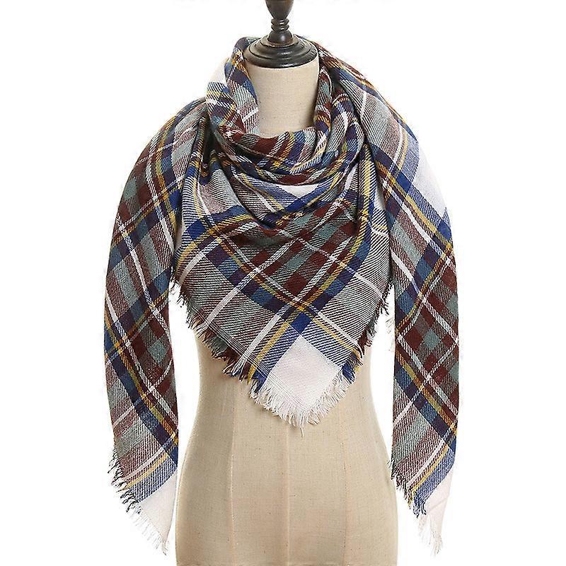 Womens Warm Scarf Square Shawls Infinity Scarves Stripe Plaid Rough Surface11#