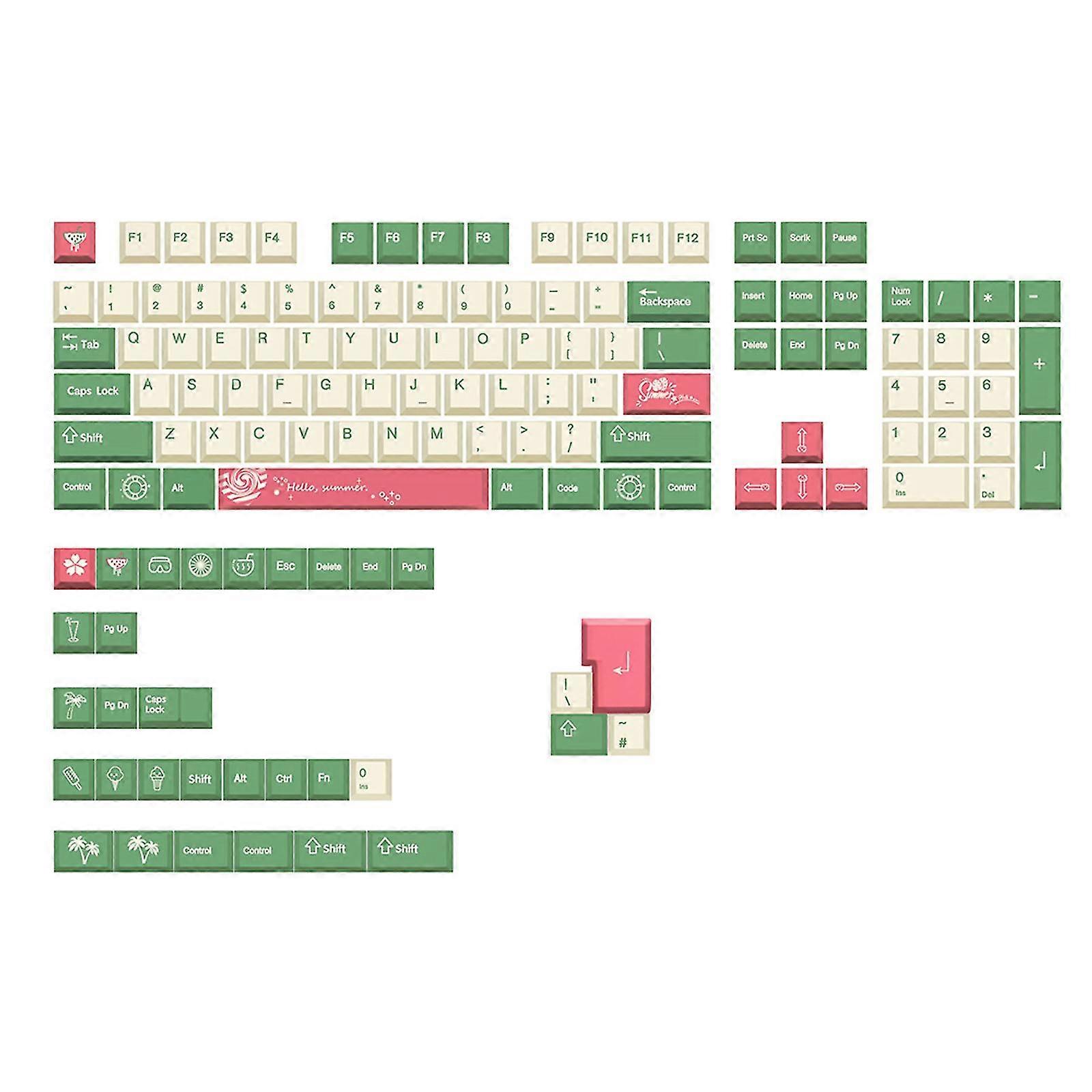 136 Keys Sweet Summer Pbt Keycap Dye Subbed Keycaps For Mx Switches Keyboard-YNP