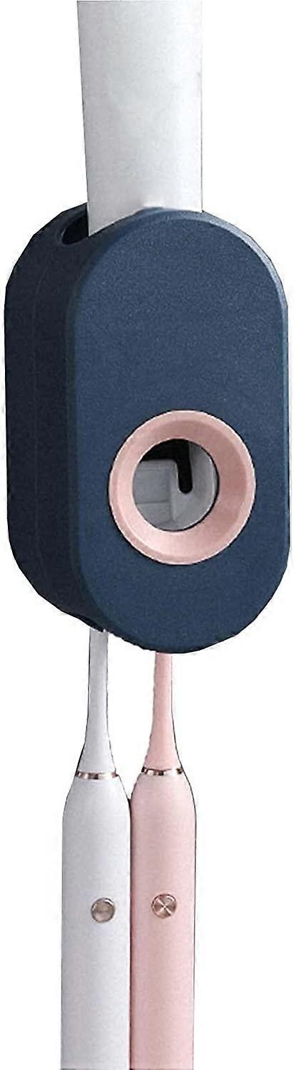 Wall Mounted Toothpaste Dispenser, 2 in 1 Toothpaste Dispenser Toothbrush Holder, Multi Functional Toothpaste Dispenser, with Super Sticky Suction Pad