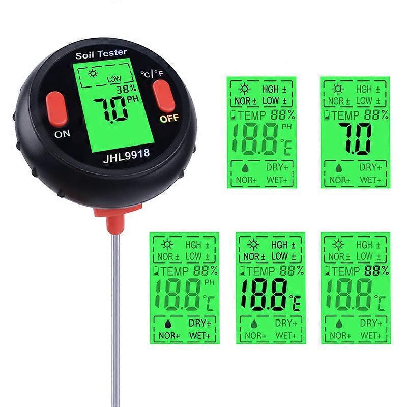 5 In 1 Soil Meter Moisture Monitor Ph Tester EC Conductivity Thermometer Humidity Planting Detector