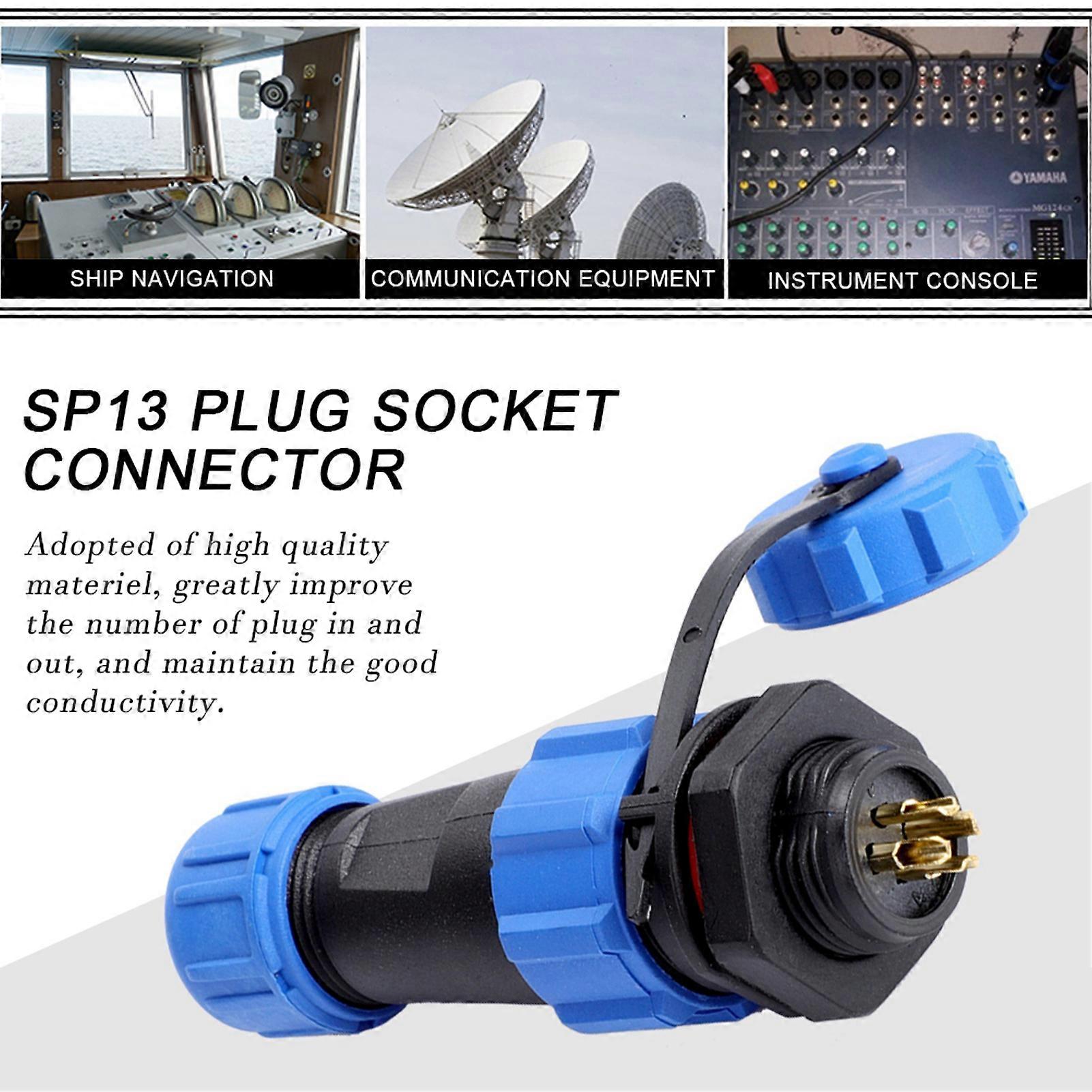 SP13 4Pin Waterproof Plastic Plug Socket Connector IP67