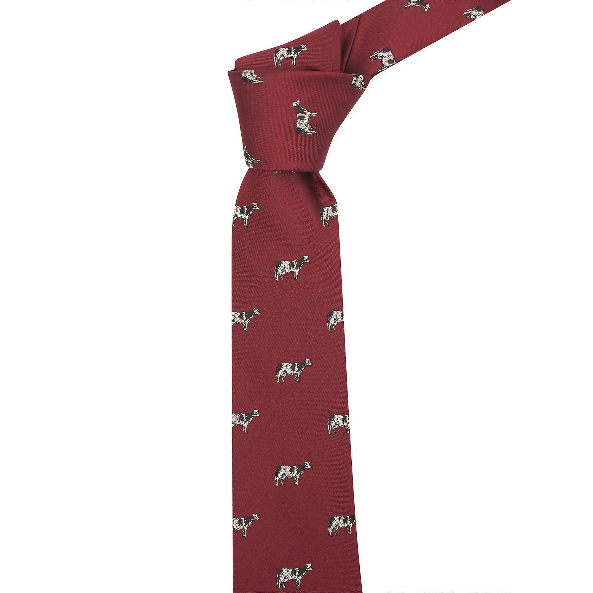 Burgundy Red Cow Embroidered Tie