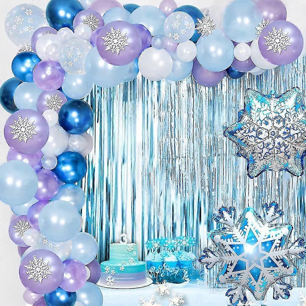 Frozen Balloons Arch Garland Kit, Frozen Birthday Balloons Frozen Party Supplies Latex Balloons Happy Birthday Snowflakes Foil Balloon Frozen Decorati