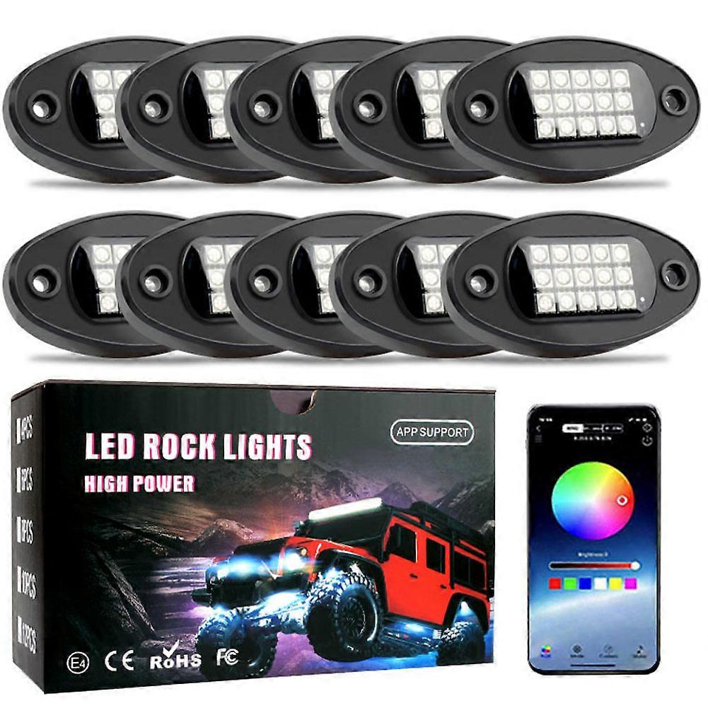RGB LED Rock Lights for UTV SUV ATV RZR Truck Car Underglow Lights Music Sync Atmosphere Lamps APP Control for IOS Android Phone