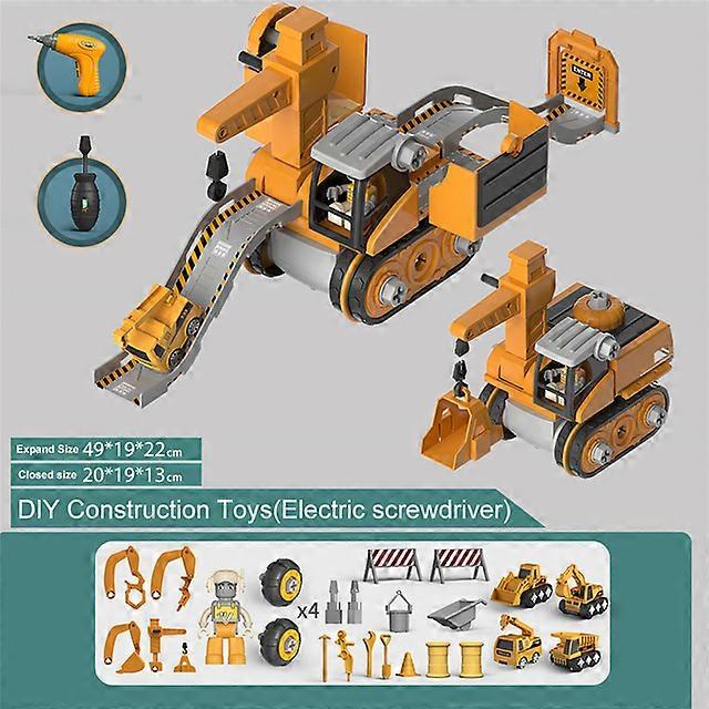 צעצועי משאית בנייה DIY, לפרק רכב הנדסי עם מקדחה חשמלית, צעצועי מחפר לילדים מתנות לילדים