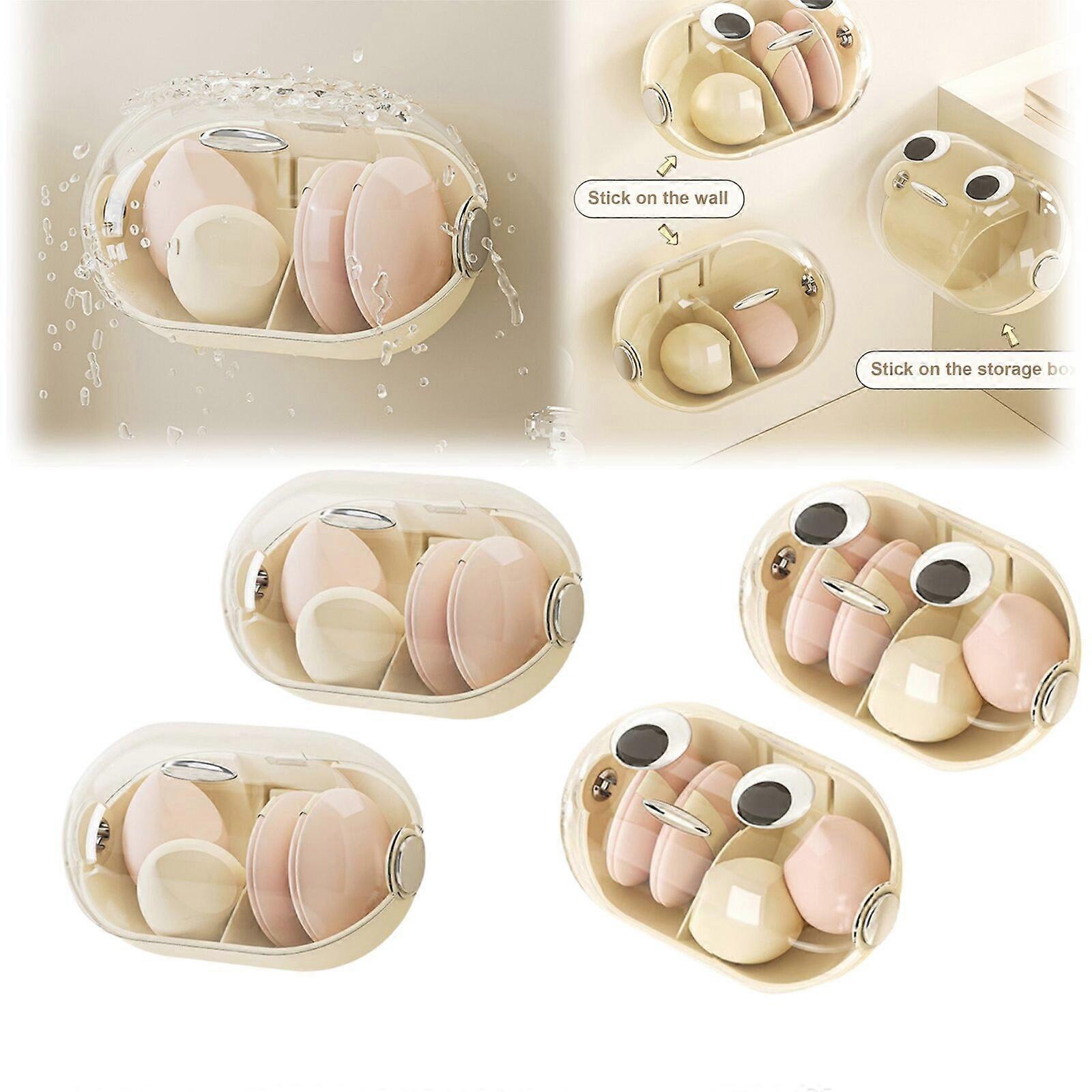 2pcs Dustproof Makeup Sponge Holder Wall-Mounted Makeup Blender Holder Organizer