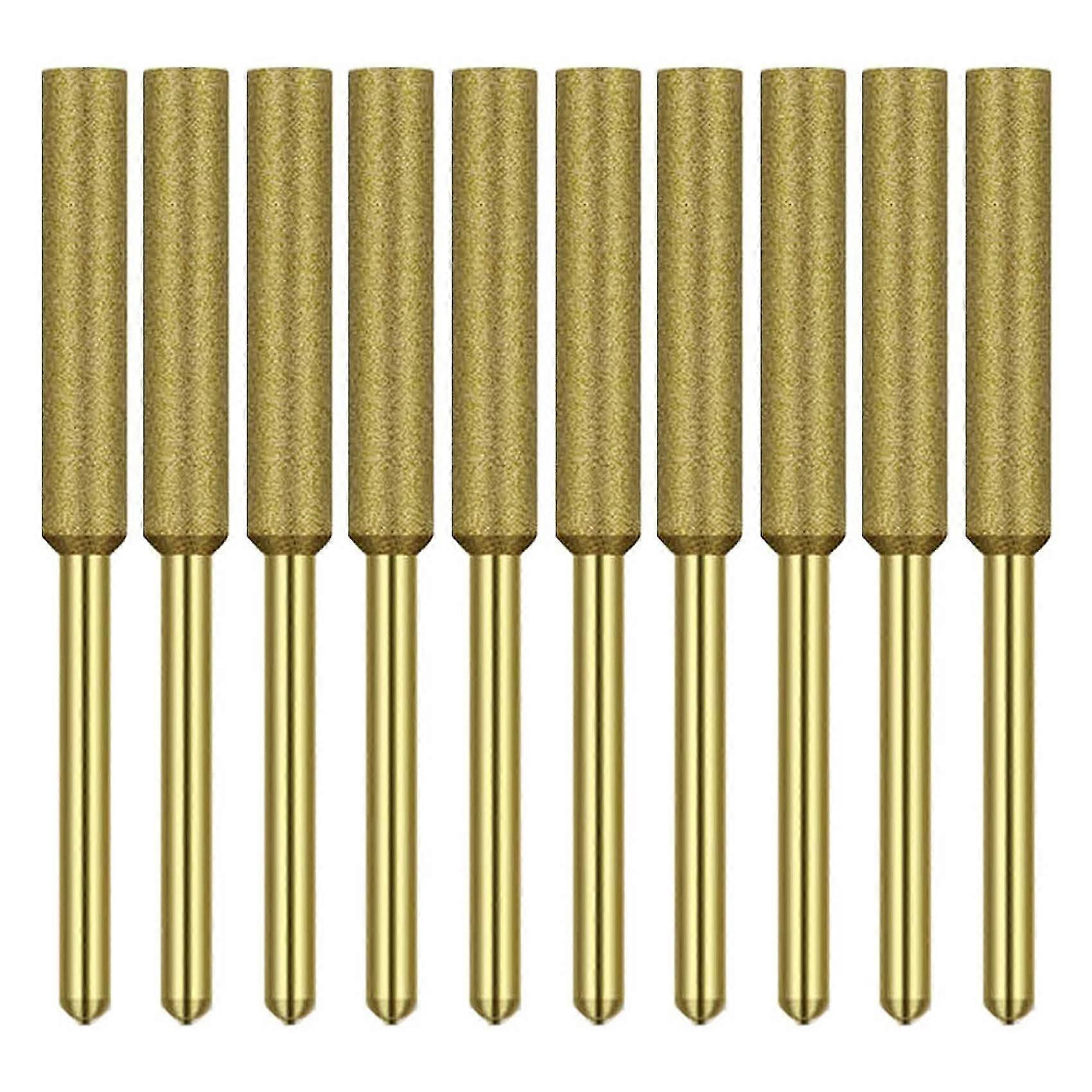 10 Pcs Electric Chainsaw Sharpener Stone Burr Grinding Stone File,Titanium Plated Diamond Sharpenin