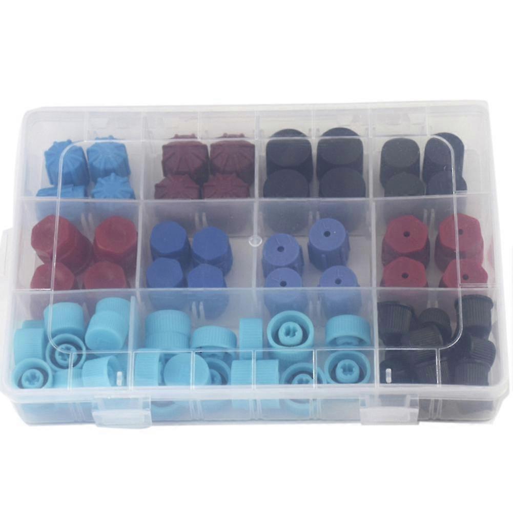 Car Auto R134A 77Pcs AC A/C System Valve Core Dust Caps Set Air Seal