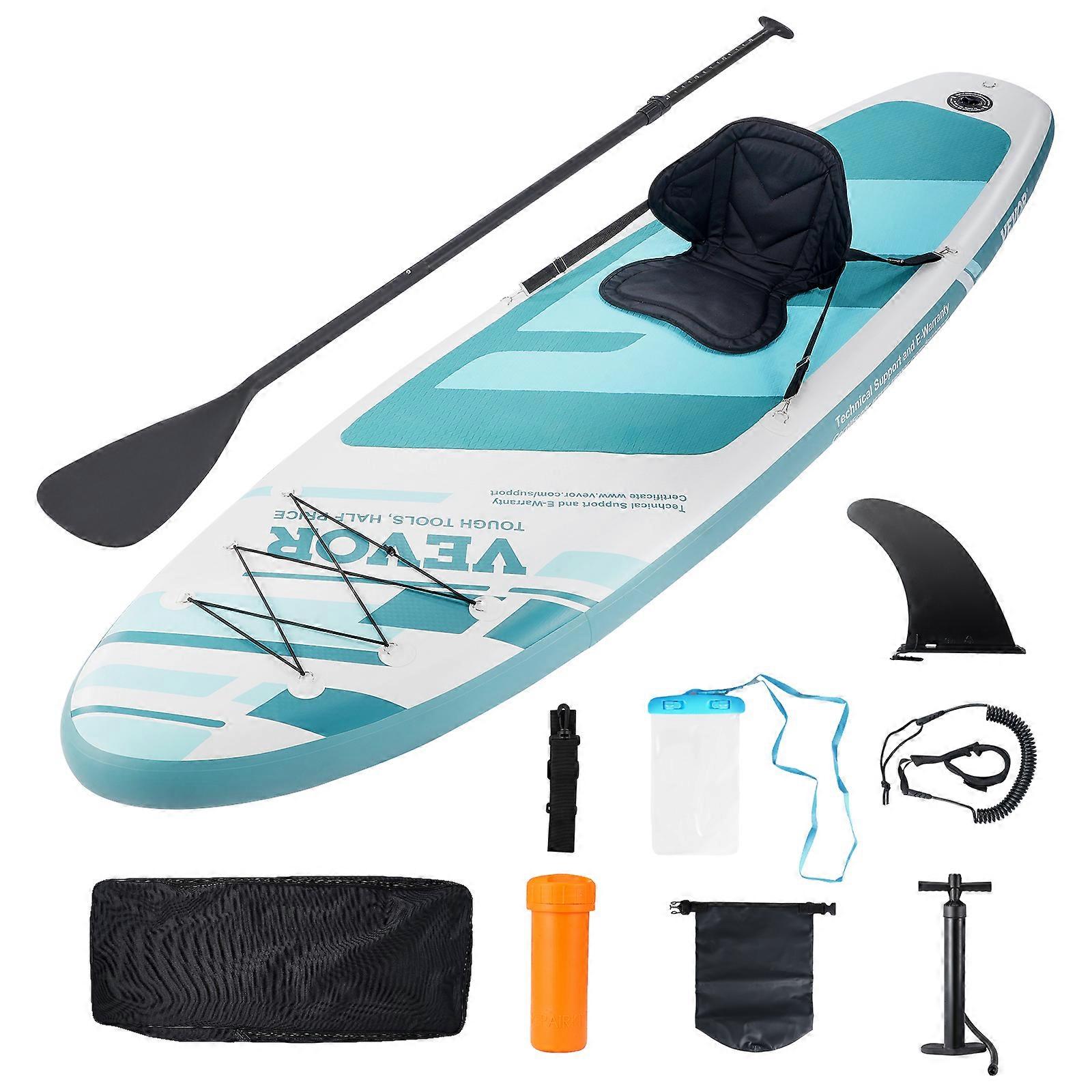 Φουσκωτό Stand Up Paddle Board, Wide SUP Paddleboard με αξεσουάρ σκάφους, αντλία, κουπί, πτερύγιο, σακίδιο, λουρί αστραγάλου και κιτ επισκευής