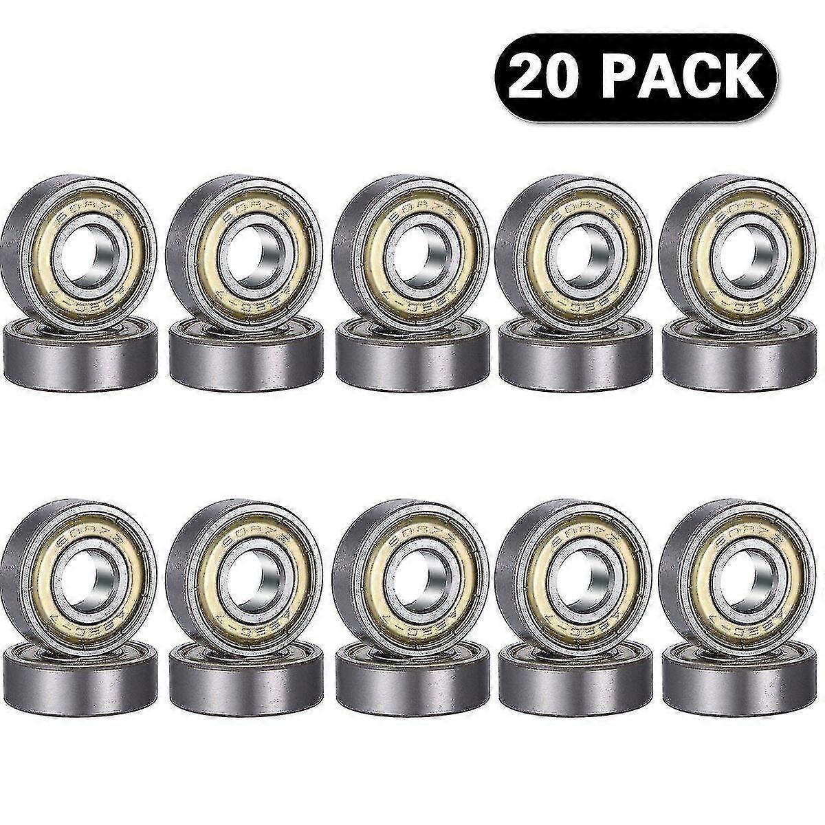 20 adet 608 Zz Bilyalı Rulman, 608zz Metal Çift Korumalı Minyatür Derin Oluk Kaykay 3d Yazıcı Bilyalı Rulmanlar