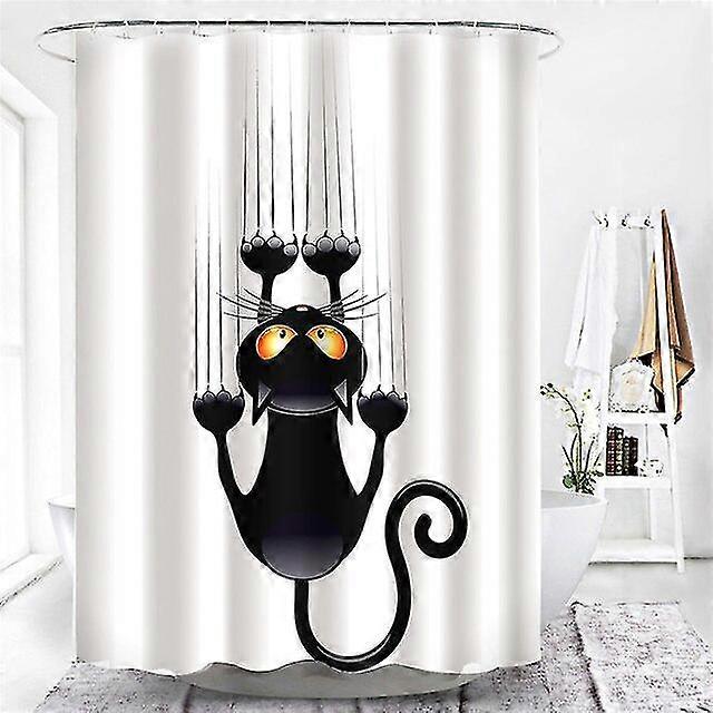Unicorn And Cat Print Shower Curtains Bathroom Decor With Hooks Waterproof Blackout