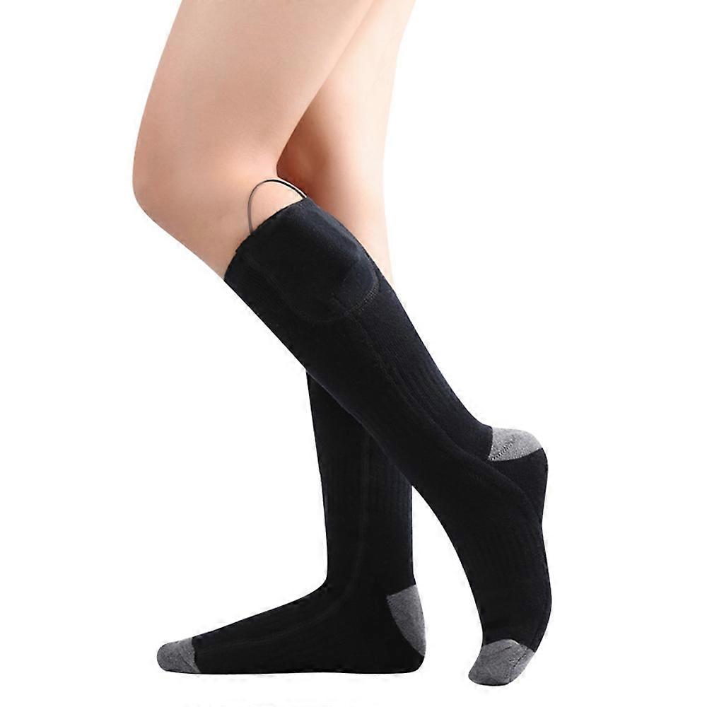 Heating socks adjustable temperature USB rechargeable battery self-heating long tube heating warm socks warm feet treasure unisex black One size