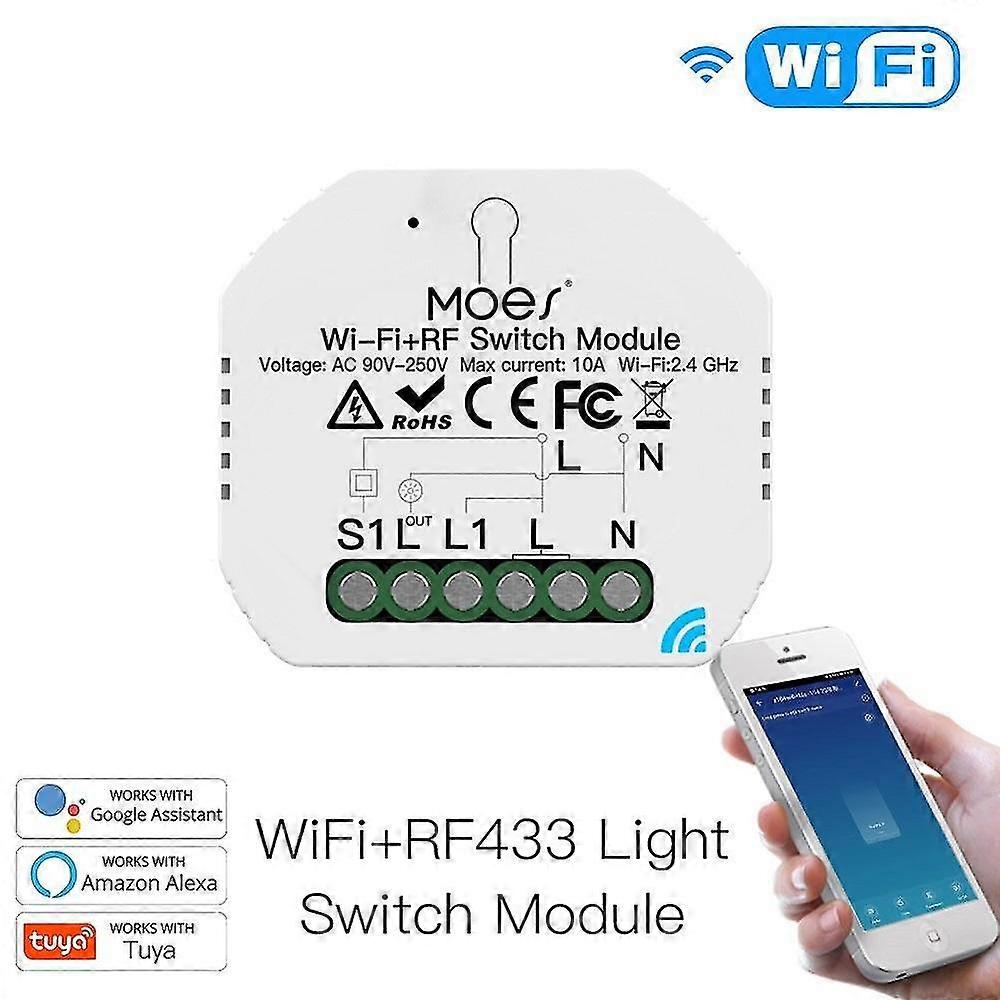 Moeshouse Mini DIY Wifi Rf433 وحدة تبديل التتابع الذكي Smart Life / Tuya التحكم في التطبيق ل Alexa Googl