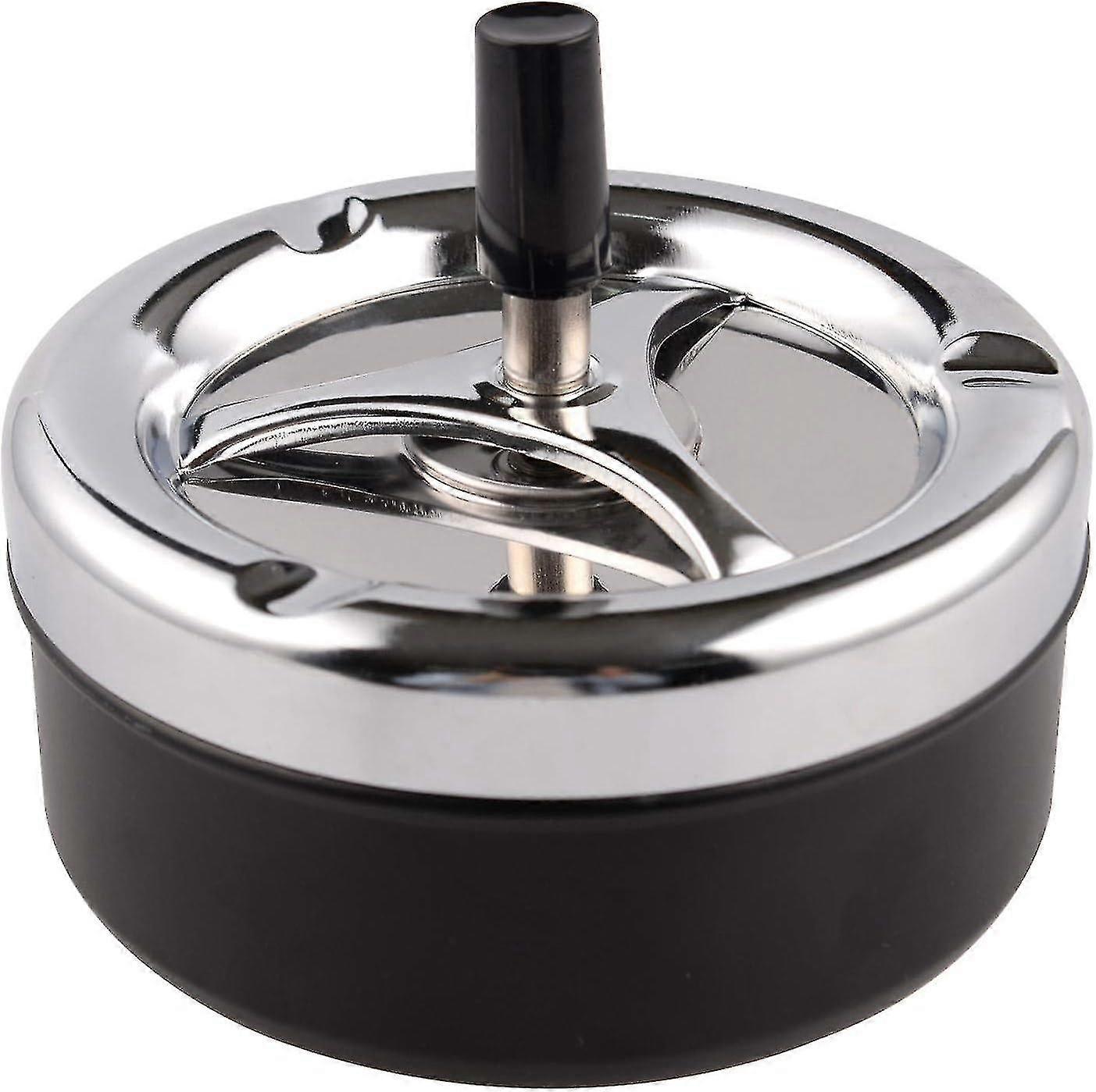 Cendrier de bureau moderne en acier inoxydable rond avec plateau rotatif, cendrier pour une utilisation intérieure ou extérieure