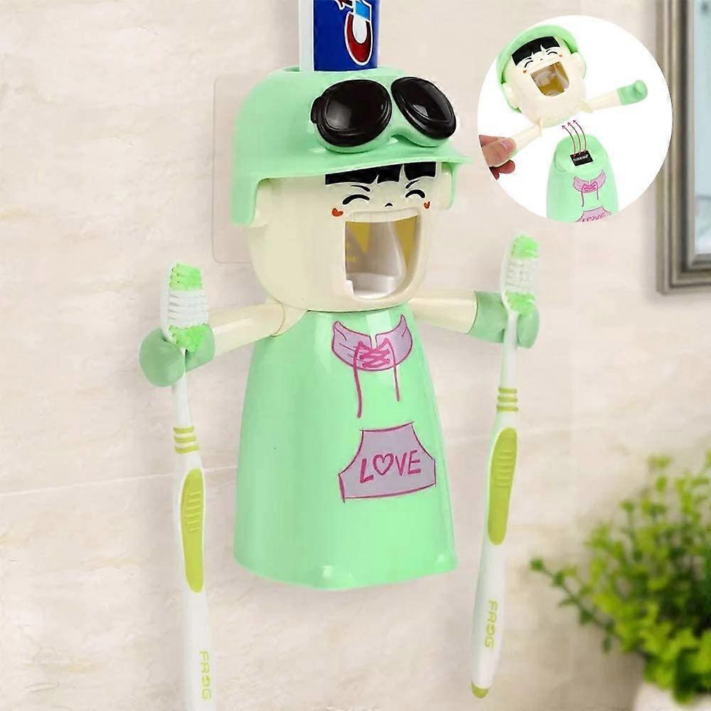 Kids Toothbrush Holders with Cup, Wall-Mounted Bathroom Kit  Automatic Cartoon Toothpaste Squeezer case