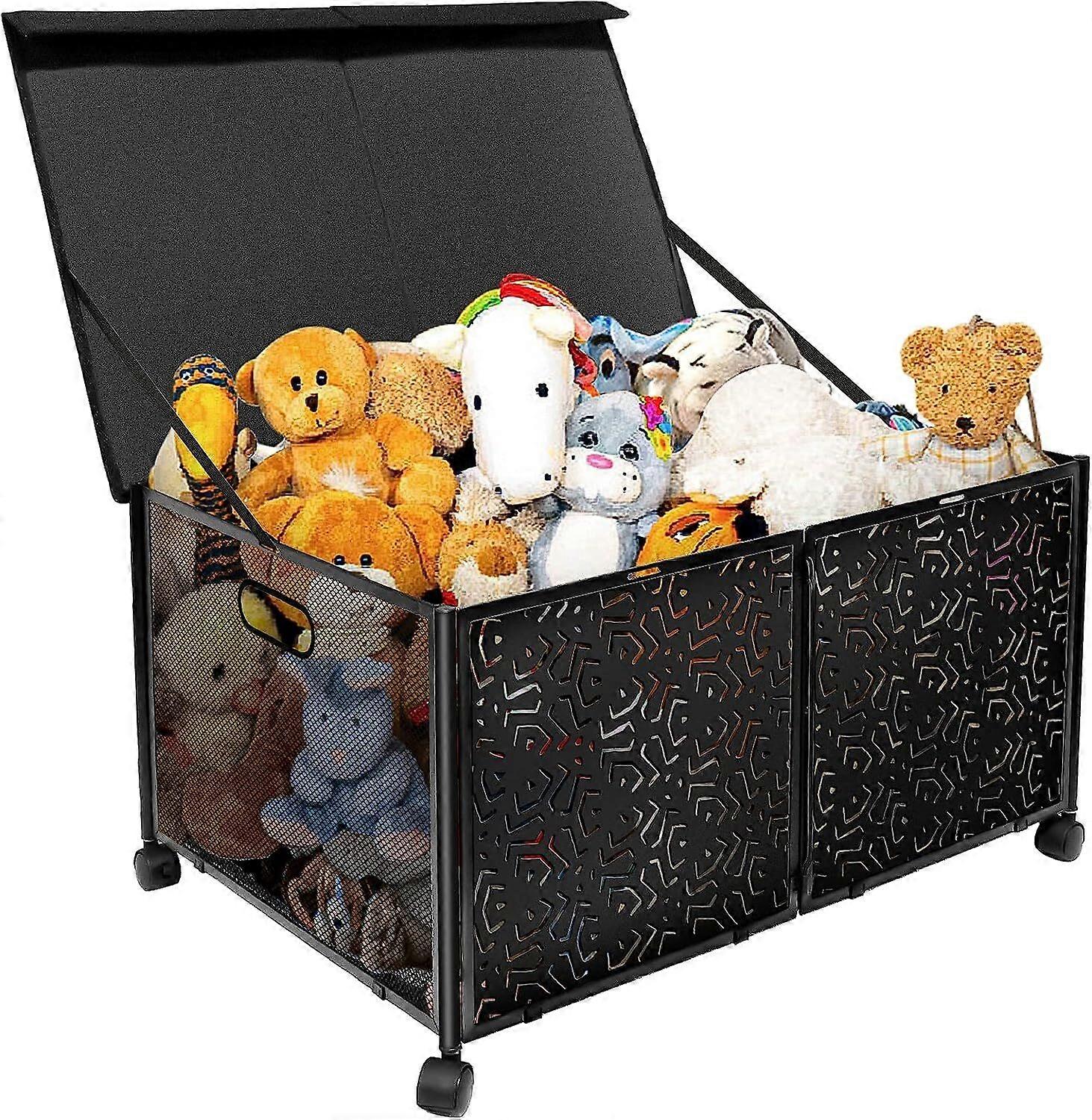 70L Large Toy Organizers Storage Bins with Wheels for Kids, Toy Chest with Lid