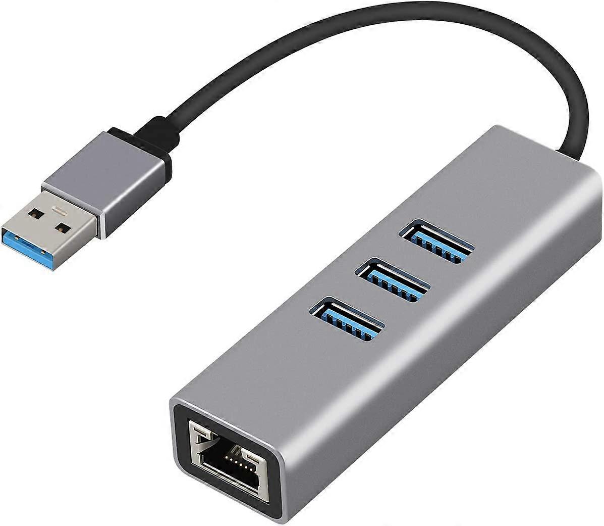 USB 3.0-Hub, Typ A auf Gigabit Ethernet und 3 USB 3.0-Adapter-Grau