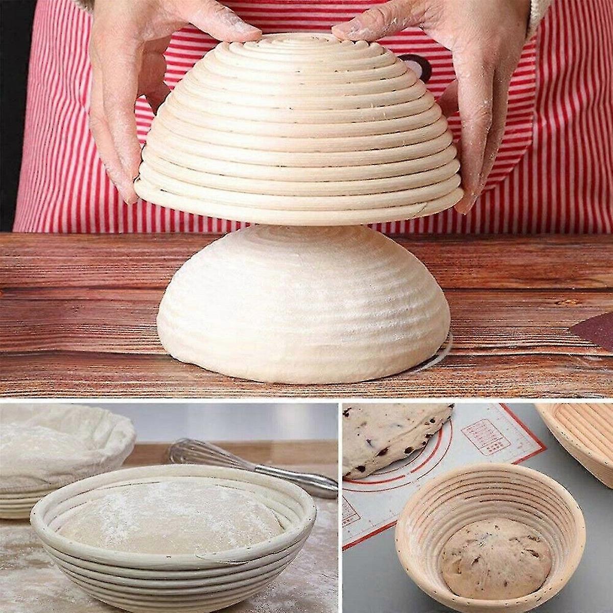 3pcs 23x8.5cm Round Bread Proofing Basket Set Beginner Baking Stencils Kits