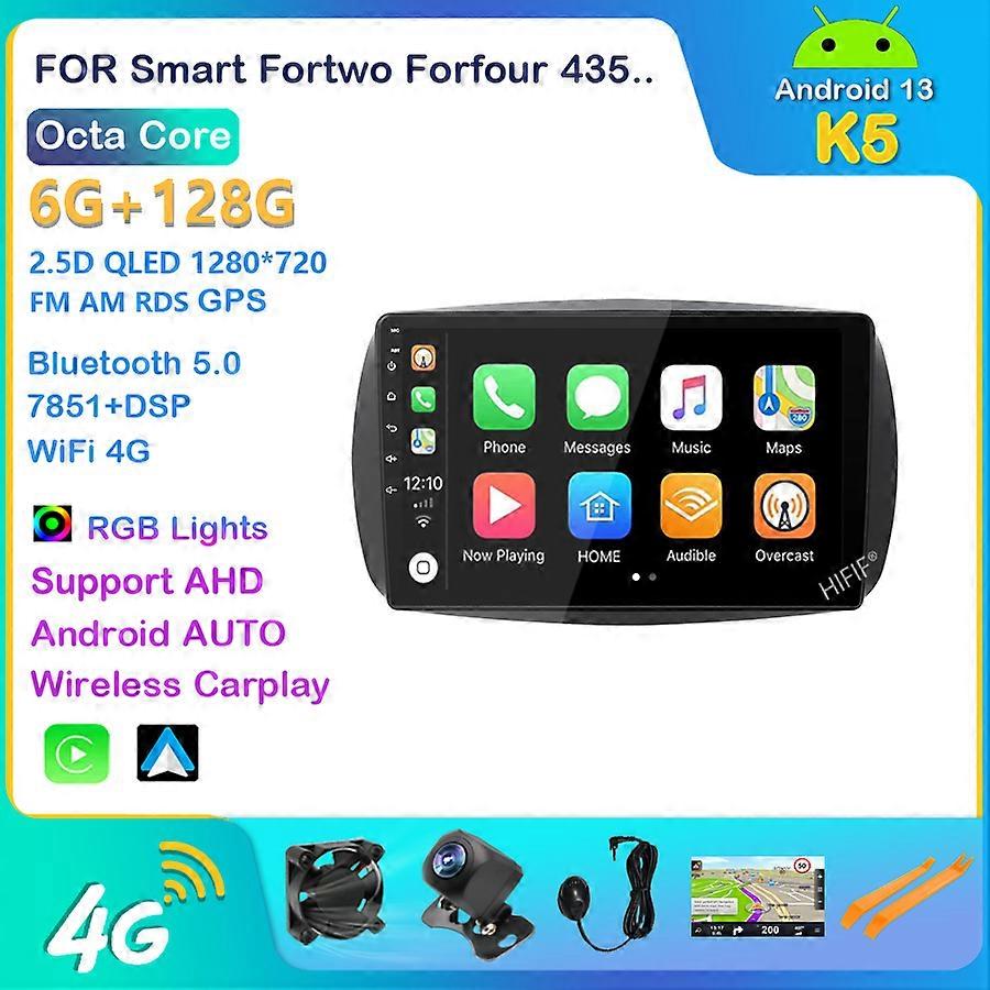 2 din 8 core Android 13 car radio auto stereo for Smart Fortwo Forfour 435 2014 15 -2019 navigation GPS DVD Multimedia Player