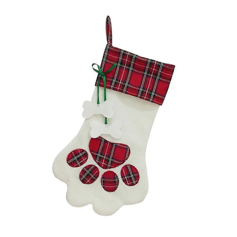 Julstrumpa Pawprint Xmas Tree Candy Presentpåse Party Hängande prydnad