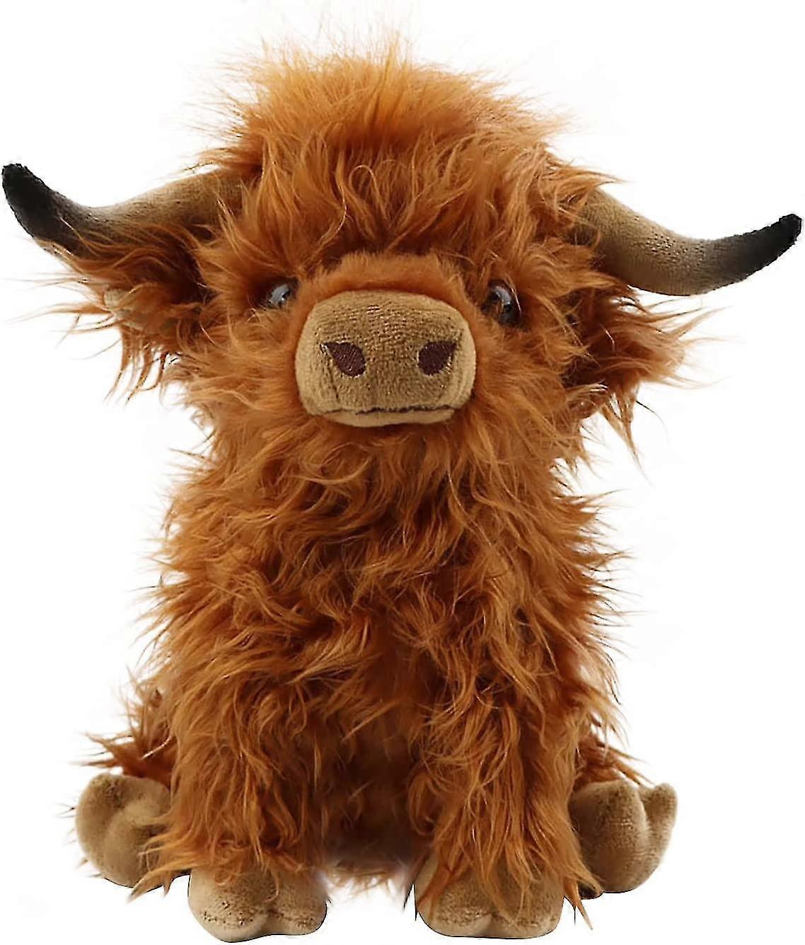 9.8 Inch Simulation Scottish Highland Cow Plush Toy Soft Stuffed Animal Doll Realistic Scottish Highland Cattle Plushies