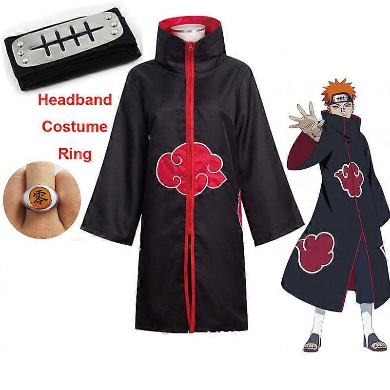 Amycute Costume Akatsuki Itachi Cape Cosplay Deguisement Akatsuki Uchiha Itachi Bandeau Bague Collier Ninja Accessoires Anime Carnaval Halloween Noël pour Adulte Enfant (M Amycute Costume Akatsuki Itachi Cape Cosplay Deguisement Akatsuki Uchiha Itachi Bandeau Bague Collier Ninja Accessoires Anime Carnaval Halloween Noël pour Adulte Enfant (M