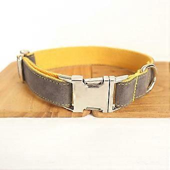 Graue Abdeckung Hundehalsband und Leine Set Gelb und Fliege Haustier halsband Leine geeignet