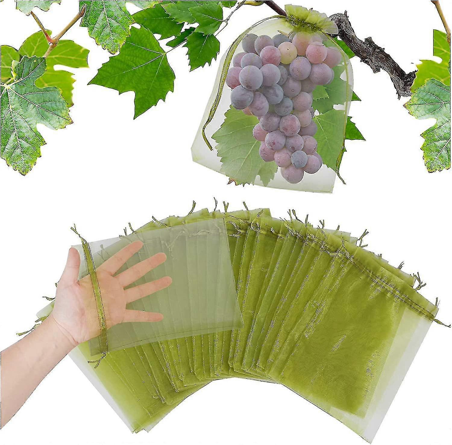 100pcs Fruit Protection Netting Bags For Fruit Trees, Garden Mesh Barrier Bags To Protect Plants From Pest Birds Squirrels, Fruit Cover Mesh Bag With