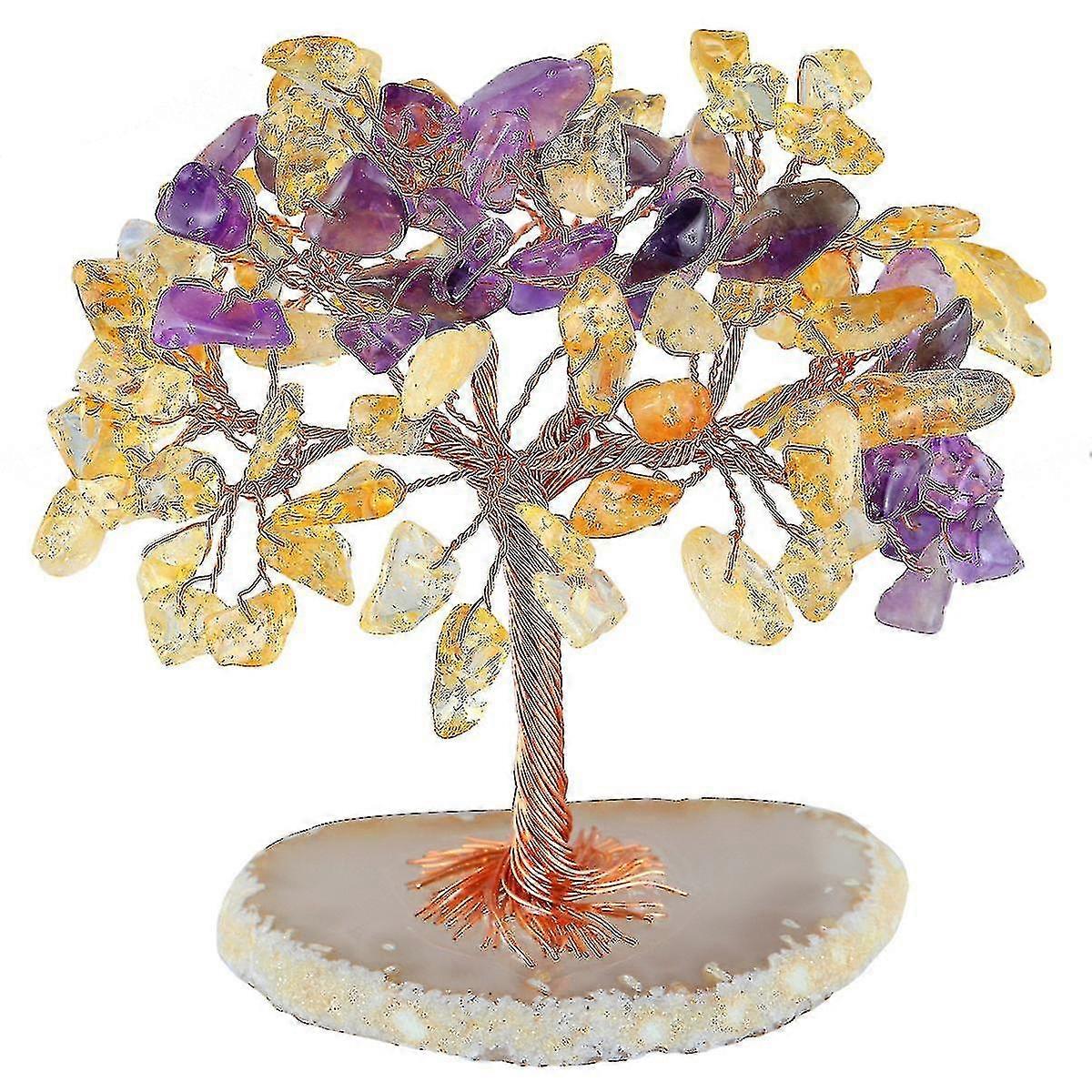 Healing Crystal Money Tree Feng Shui Ornament Natural Gemstone Tree Bonsai Fortune
