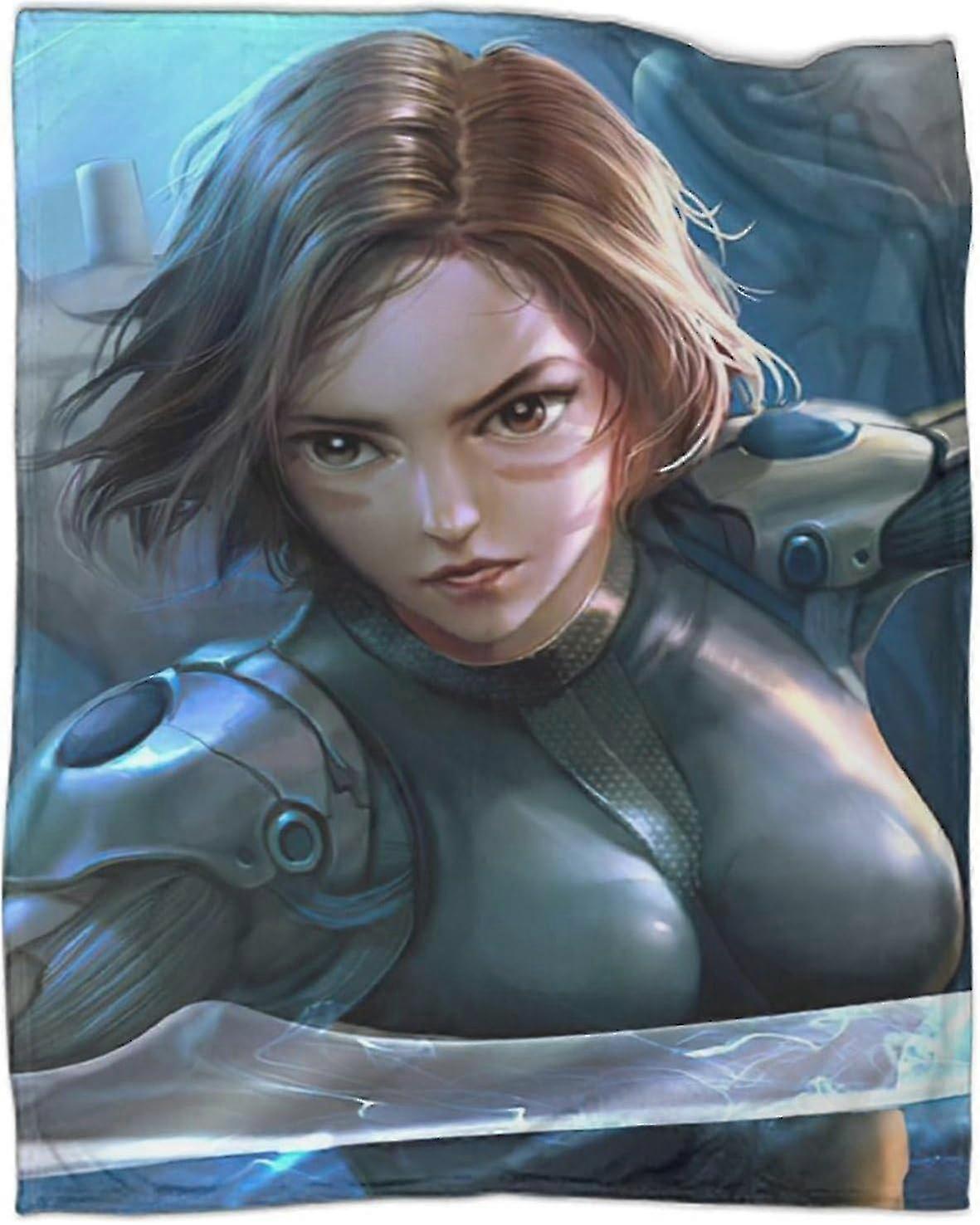 t1211 Blanket Alita Battle Angel Throw BlanketThrows,Soft Decorative Animated Movie Pattern Throws for Sofa Blanket bn1211