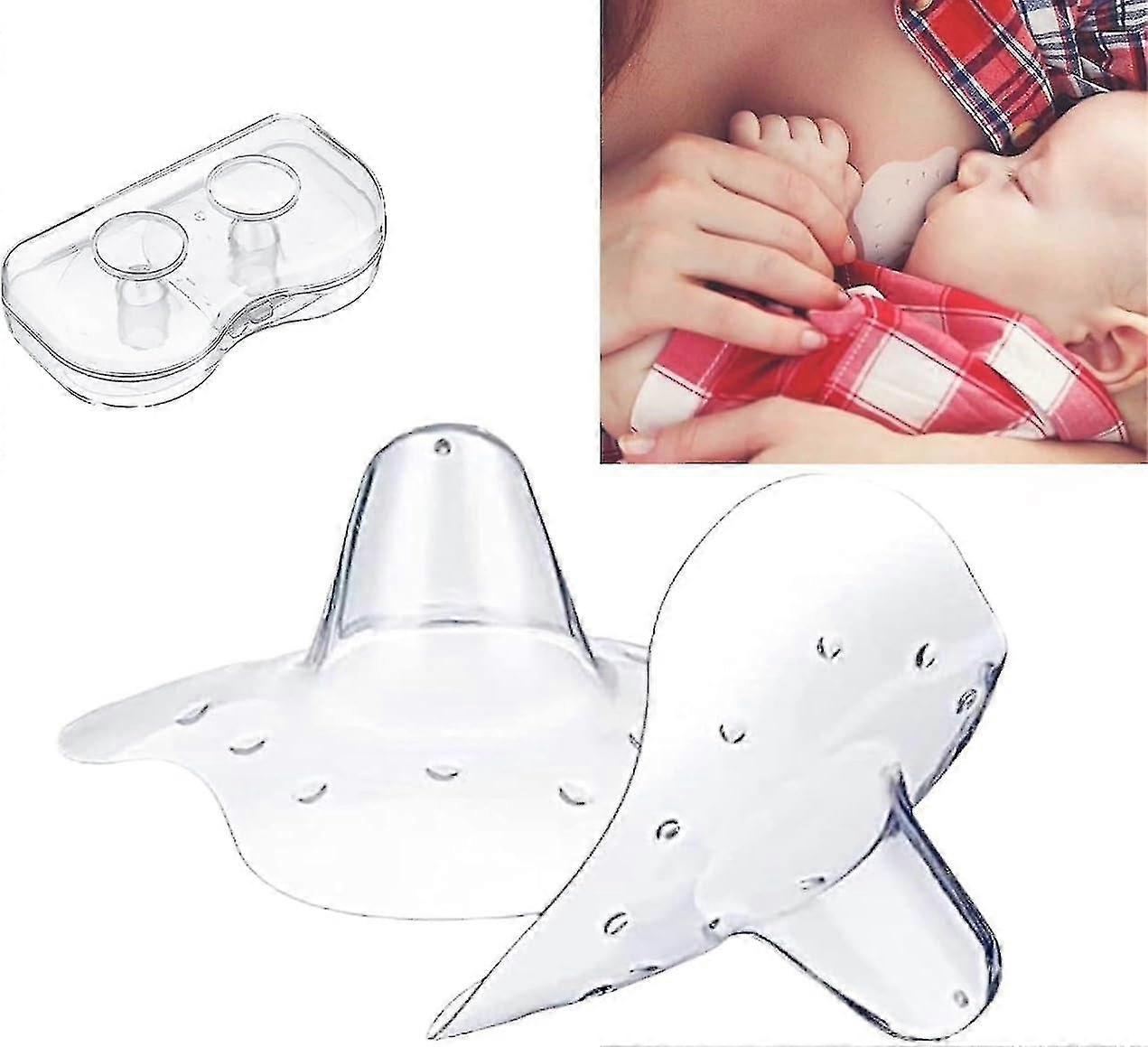4pcs Nipple Shield,contact Nipple Protector Breastfeeding Everters With Clear Carrying Case For Latch Difficulties Or Flat Or Inverted Nipples