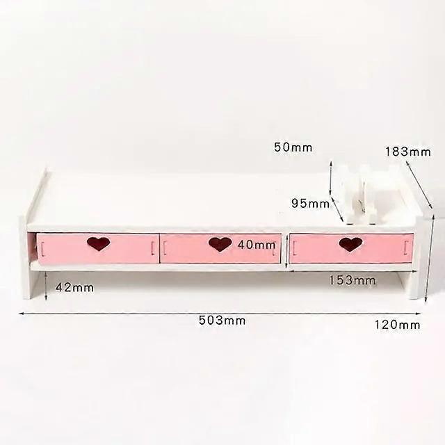 Laptop Wood Stand Multiple Styles 3 Drawers Computer Support Monitor Riser Holder Desktop Bedroom Table Shelf