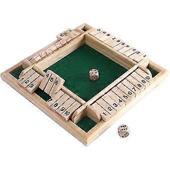 Deluxe 4 Player Shut The Box Wooden Table Game Classic Dice Board Toy Flip card games Digital games toys children's