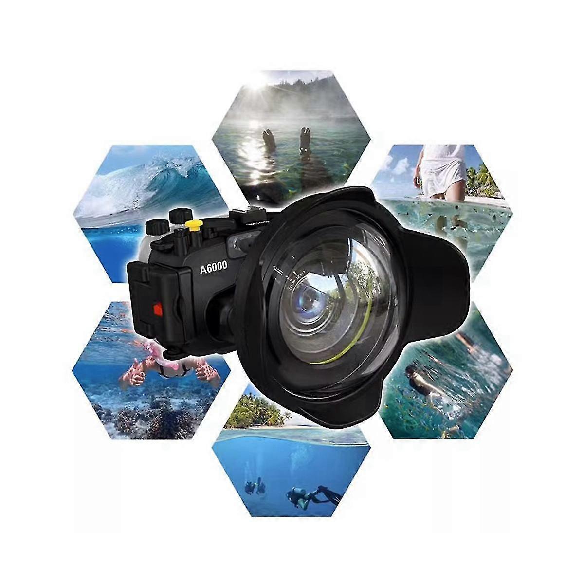 一眼レフカメラ用67mmポータブル防水広角ドームポートレンズハウジングケース水中ダイビングPa