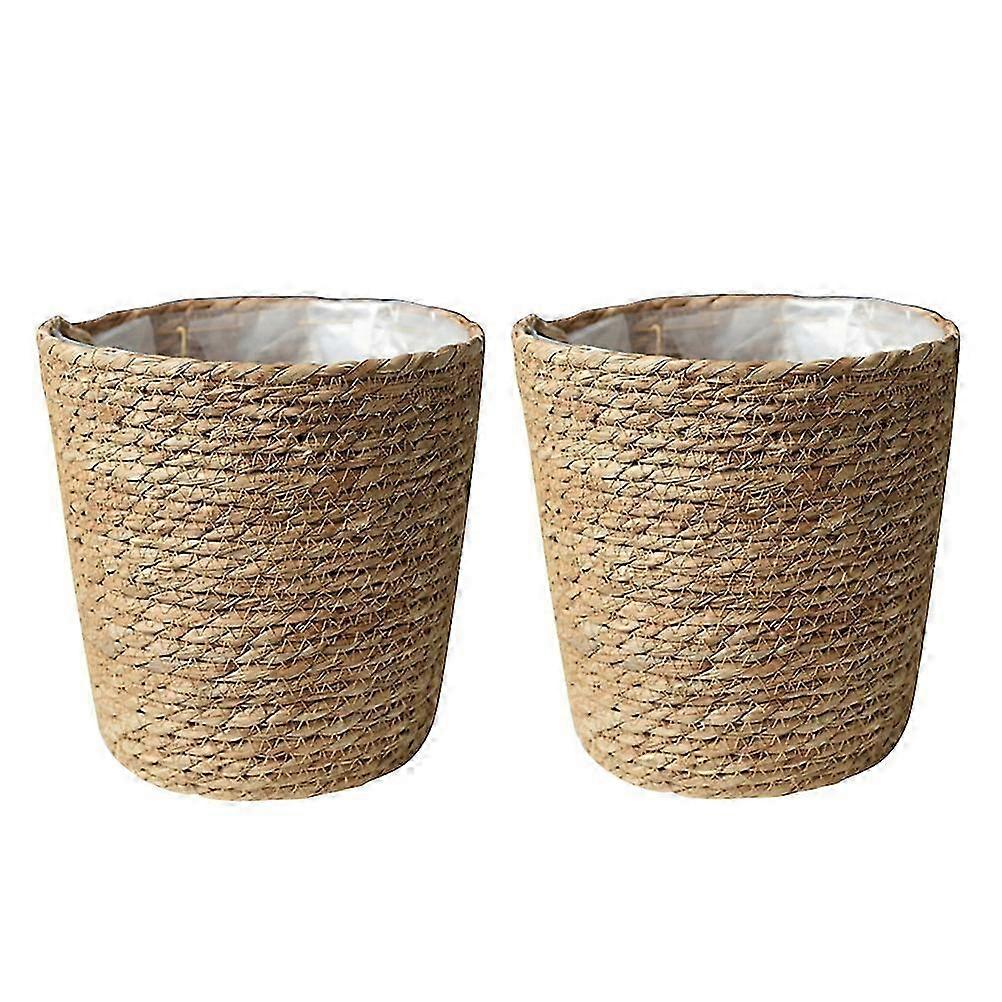 2Pcs Seagrass Basket Planters Unique Flower Pots Covers Storage Baskets