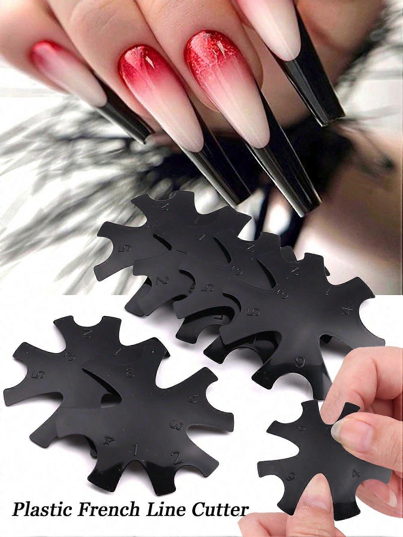 5 قطع البلاستيك 9 أحجام مانيكير حافة الانتهازي قوالب الفرنسية ابتسامة موجة خط القاطع جديد مسمار الفن ديي ديكورات لوحة وحدة مانيكير هلام أدوات القاطع