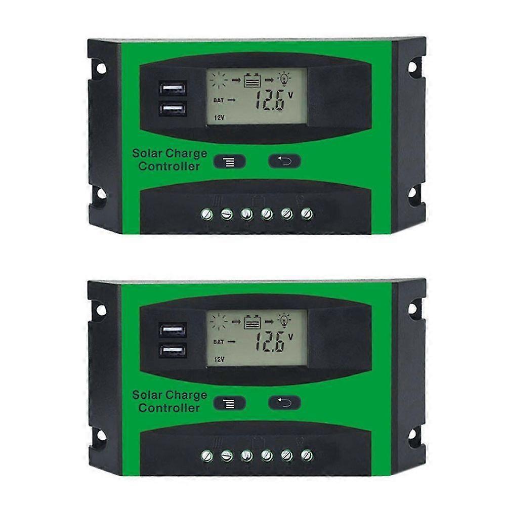 2X 30A 12V 24V Solar Controller LCD Function Dual USB 5VDC Output Solar Cells Panel Battery Charge