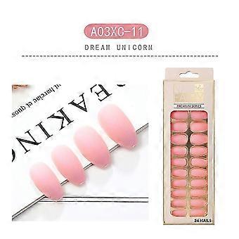 24pcs Matte Fake Nail Patch Solid Color Glue Type Removable Short Paragraph  A03XC-11
