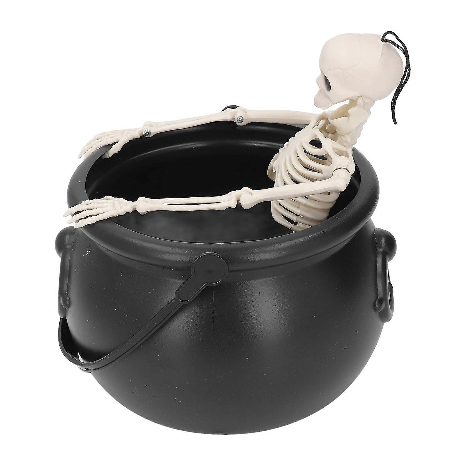 Witch Cauldron with Skeleton 12 LED Mist Maker Halloween Decor