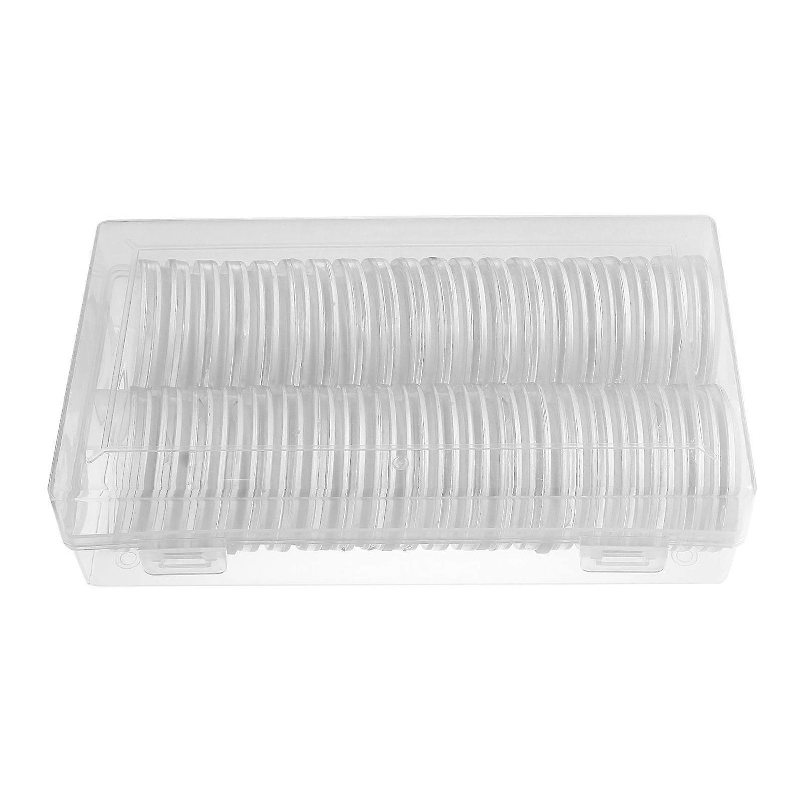 40Pcs Coin Holder Capsules Clear Round Plastic Coin Container with Storage Box