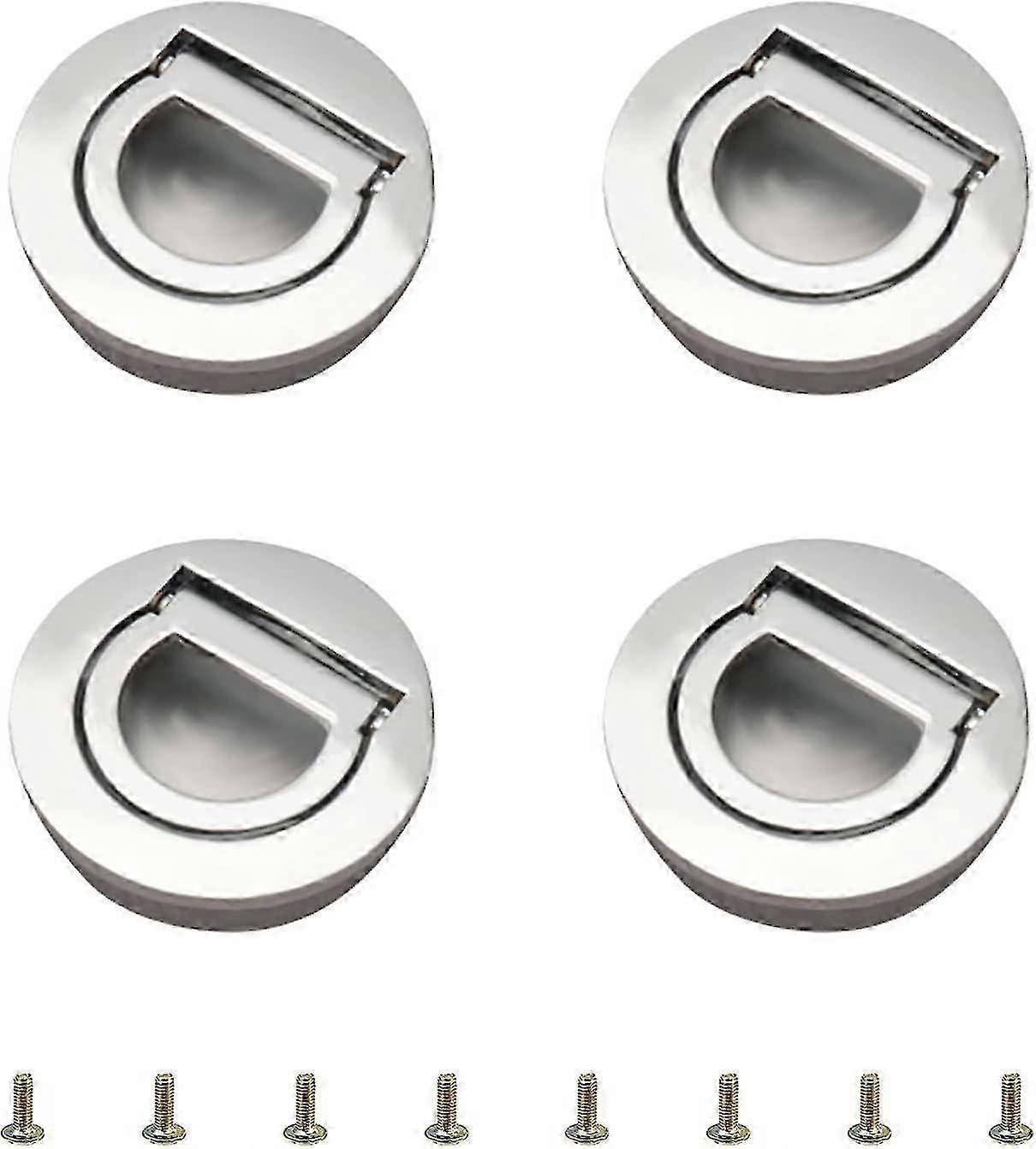 4 Pack Round Handles With Built-in Pull Ring, Tatami Concealed Handles For Cupboard, Door, Furniture With Screws For Cupboard, Cabinet, Drawer (vivid