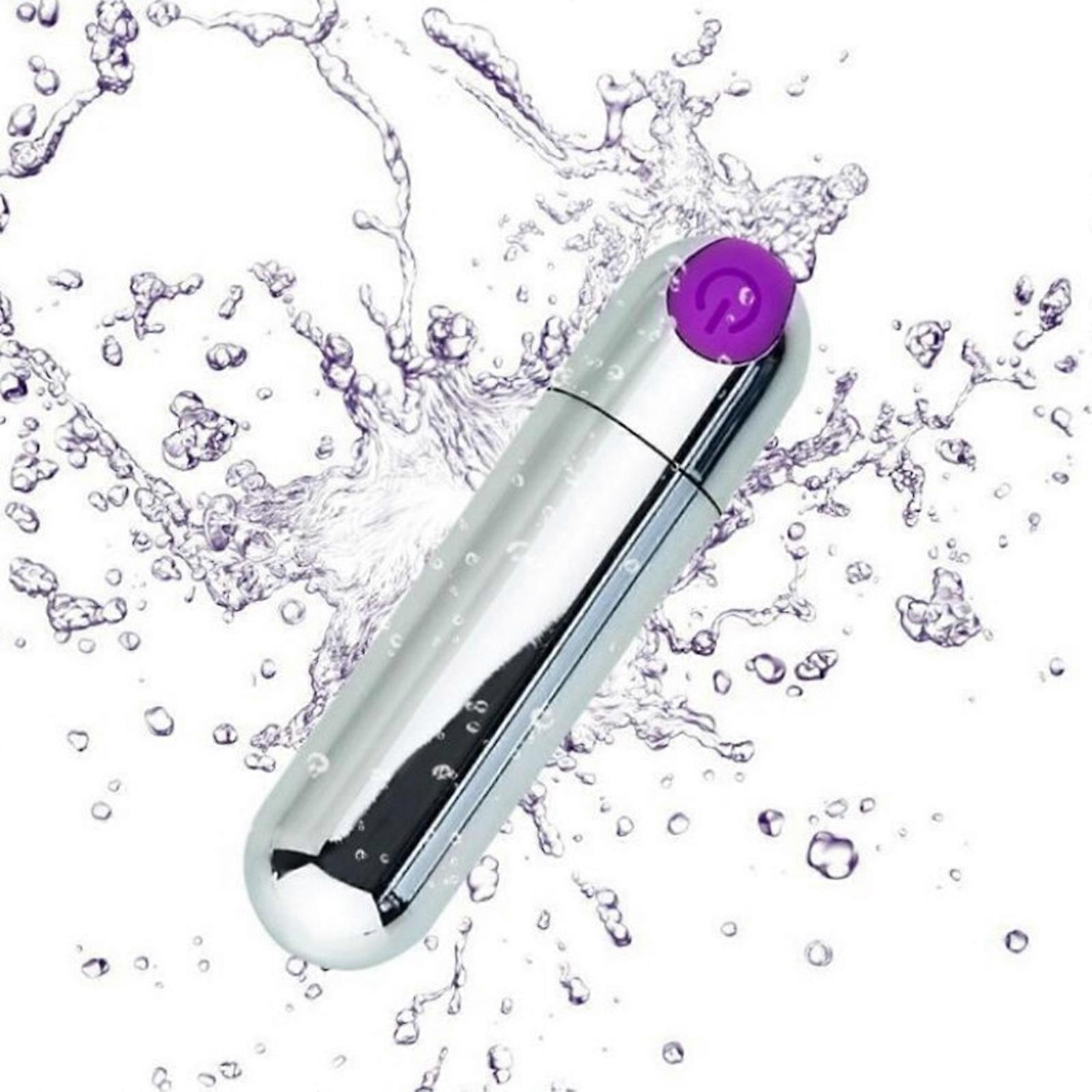 Mini vibromasseur à 10 modes pour femmes - Silver-Purple Bullet Design