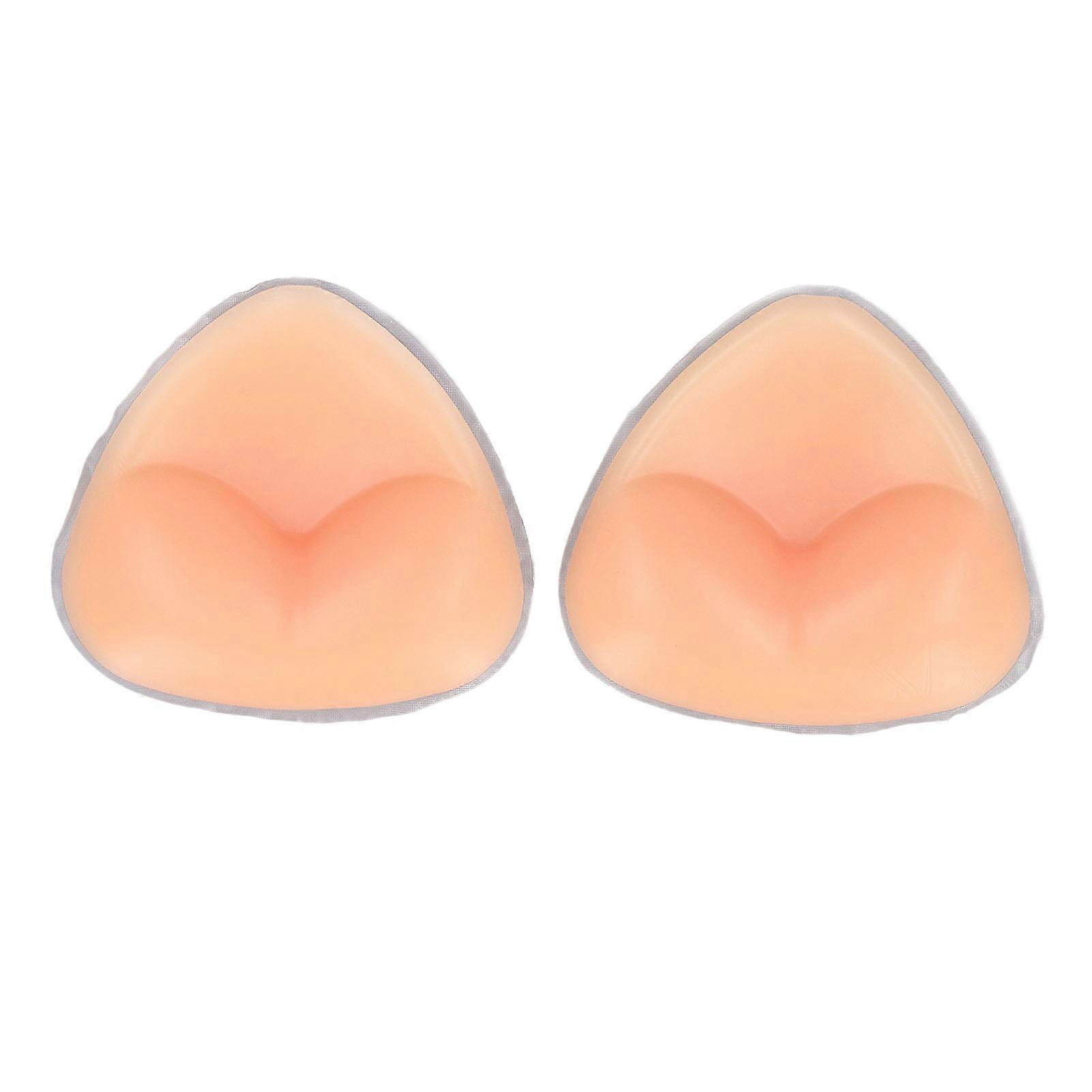 1 Pair Silicone Bra Inserts Extra Thick Waterproof Reusable Self Adhesive Triangular Shape Push Up Pads Flesh Color Small